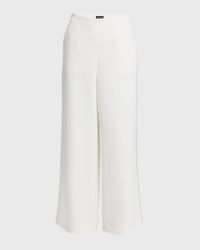 Side Piping Wide-Leg Silk Trousers