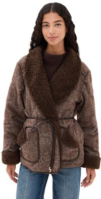SIMKHAI Rorie Quilted Jacket Chocolate M