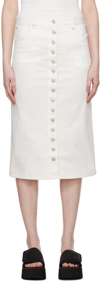 Courrèges Jupe midi Multiflex blanche en denim