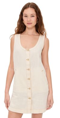 Faherty Linen Denim Malibu Dress Whitecliff Wash S