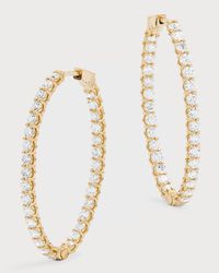 18K Yellow Gold GH/SI1 Diamond Oval-Shaped Hoop Earrings, 1.75"L, 4.65tcw