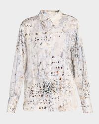 Abstract-Print Viscose Shirt