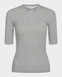 Stripe Elbow-Sleeve Top