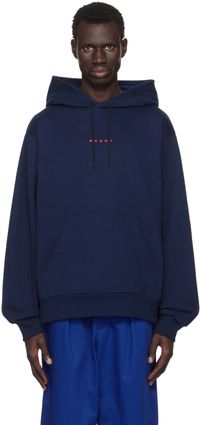 Marni Navy Printed Logo Hoodie