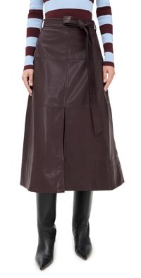 Tanya Taylor Hudley Faux Leather Skirt Oxblood 0