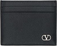 Valentino Garavani Black VLogo Signature Grainy Calfskin Card Holder