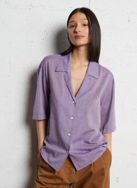 Diega - Chemise col classique en coton - Taille L - Violet