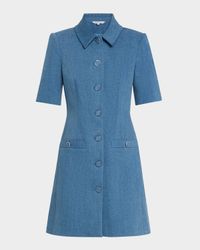 Paige Short-Sleeve Denim Mini Dress