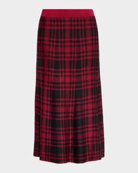 Plaid Viscose-Blend Midi Skirt
