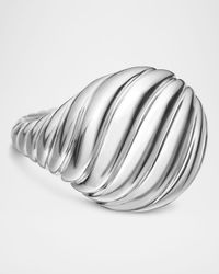 Sculpted Cable Pinky Ring in Silver, 13mm