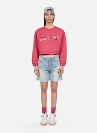 The Kooples - Sweat court col rond sérigraphié en coton - Taille 3 - Rose