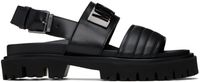 Moschino Black Maxi Logo Plate Calfskin Sandals