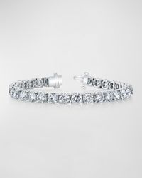18K Gold Round-Cut Diamond Buttercup Tennis Bracelet, 3.55tcw, 7"L