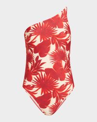 Palm Asymmetric Slim One-Piece Swimsuit