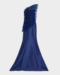 Strapless Feather Ruffle Trumpet Gown