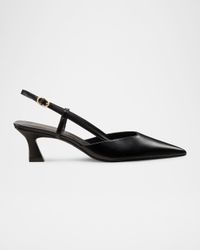 Vinnie Leather Kitten Slingback Pumps