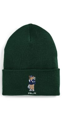 RLX Ralph Lauren Merino Wool Golf Bear Beanie Northwest Pine One Size