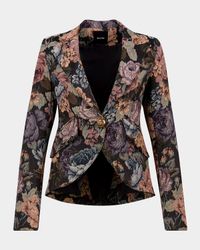 Floral Jacquard Single-Breasted Blazer