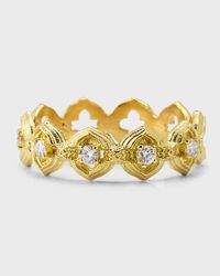 18k Yellow Gold Sueno Scroll Band with White Diamonds