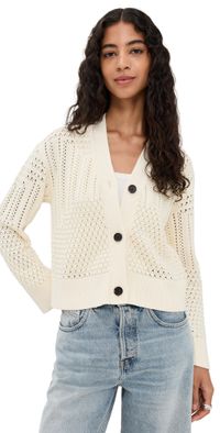 RAILS Geneva Cardigan Ivory Patchwork Pointelle S