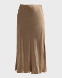 Bias-Cut Viscose Satin Midi Skirt