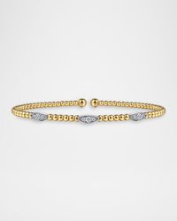 14K White and Yellow Gold Bujukan Diamond Marquise Stations Bangle