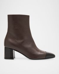 Sambi Cap-Toe Leather Ankle Boots