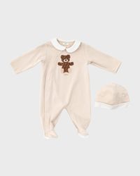 BABY FOOTIE AND HAT SET WITH ORIGINAL FF BEAR PRINT