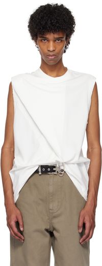 NULLUS White Slit Cut Sleeveless T-shirt