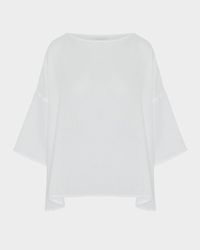 Sloped Shoulder Wide A-Line Scoop Neck Top (Mid Length)