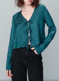 Grace Et Mila - Top Col V jacquard - Taille L - Vert