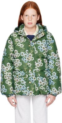 Mini Rodini Enfant | Blouson matelassé vert à motif fleuri