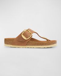 Gizeh Leather Buckle Thong Sandals