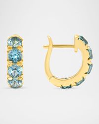 The Midi Gemstone Hoop Earrings in 18K Yellow Gold