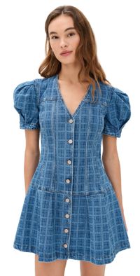 Damson Madder Adeline Shell Mini Dress Denim Blue 10