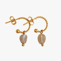 Ginandger - Boucles d'oreilles labradorite - Taille Unique - Bleu