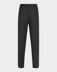 High-Waist Virgin Wool Tapered Ankle Pants