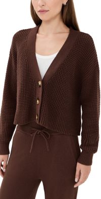 Eberjey Recycled Sweater Cropped Cardigan Chocolate M