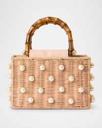 Chloe Pearly Rattan Box Top-Handle Bag