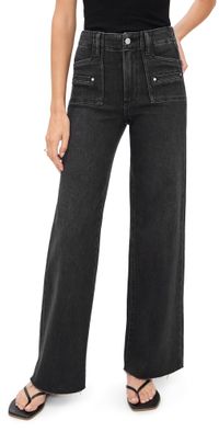 PAIGE Anessa Jeans with Welt Patch Pockets + Raw Hem Space Black 31