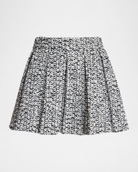 High-Rise Pleated Tweed Mini Skirt