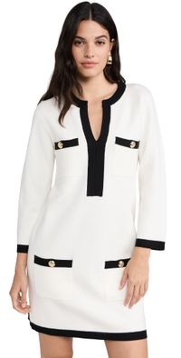 English Factory White And Black Mini Knit Dress White/Black M