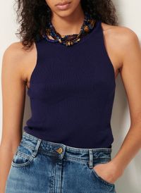 Sessun - Débardeur moulant en coton - Taille L - Marron