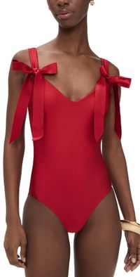 Zimmermann Patience Bow Tie One Piece Dark Red 2
