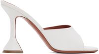 Amina Muaddi White Lupita Slipper Heeled Sandals