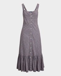 Floral Cotton Buttoned Midi Dress