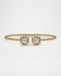 14K Yellow Gold Bujukan Baguette and Princess Diamond Split Bangle Bracelet