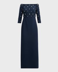 Amarette Off-Shoulder Crystal-Embellished Gown