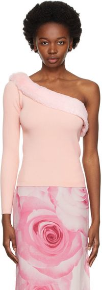 Blumarine Pink Open Shoulder Sweater