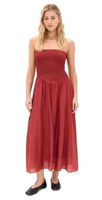 Pixie Market Smocked Strapless Dress Paprika M